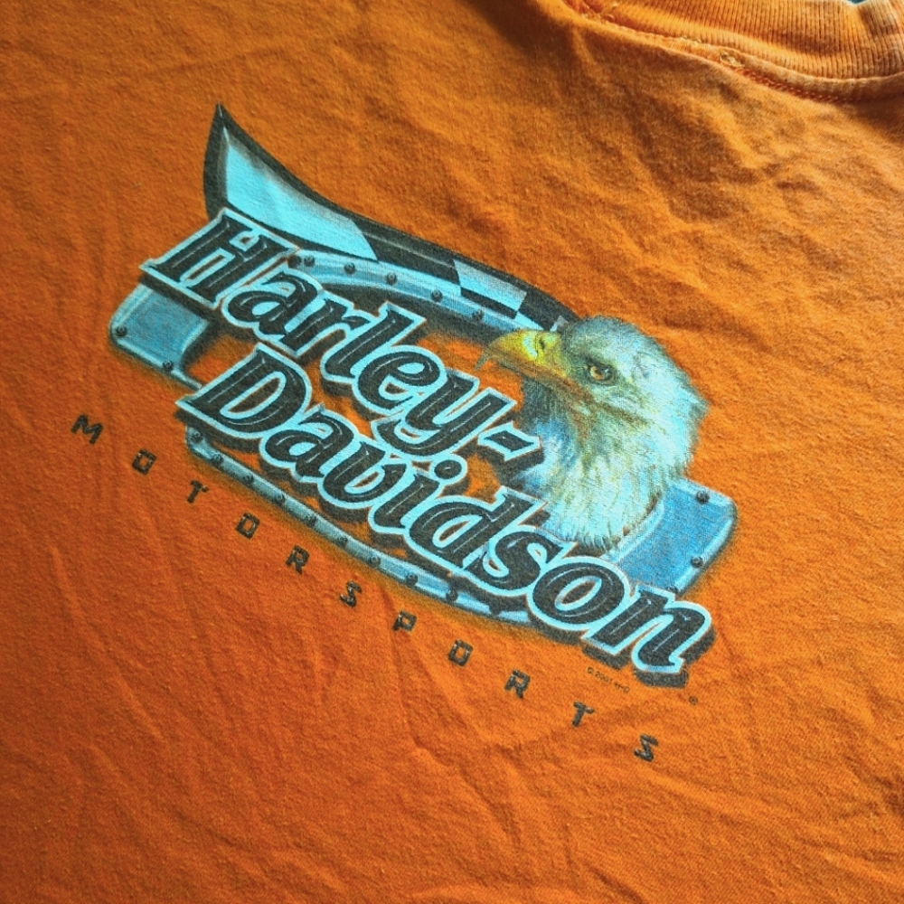 ♧((Harley Davidson))♧ Vintage youth double graphic print tee.